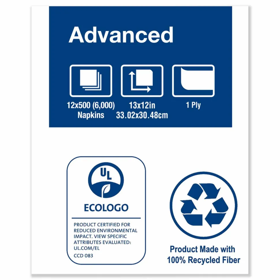 Tork Advanced Soft Minifold Dispenser Napkins, 1-Ply, 13 x 12, White, 6,000/Carton