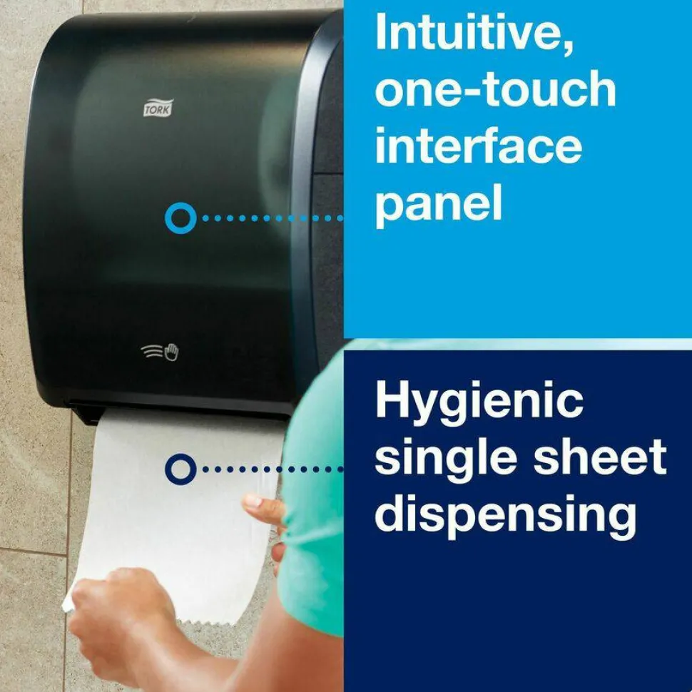 Tork Electronic Hand Towel Roll Dispenser, 8" Roll, 12.32 x 9.32 x 15.95, Black