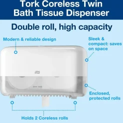 Tork Elevation Coreless High Capacity Bath Tissue Dispenser,14.17 x 5.08 x 8.23,White