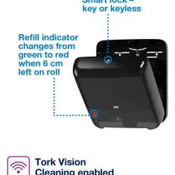 Tork Elevation Matic Hand Towel Roll Dispenser, 13.2 x 8.1 x 14.65, Black