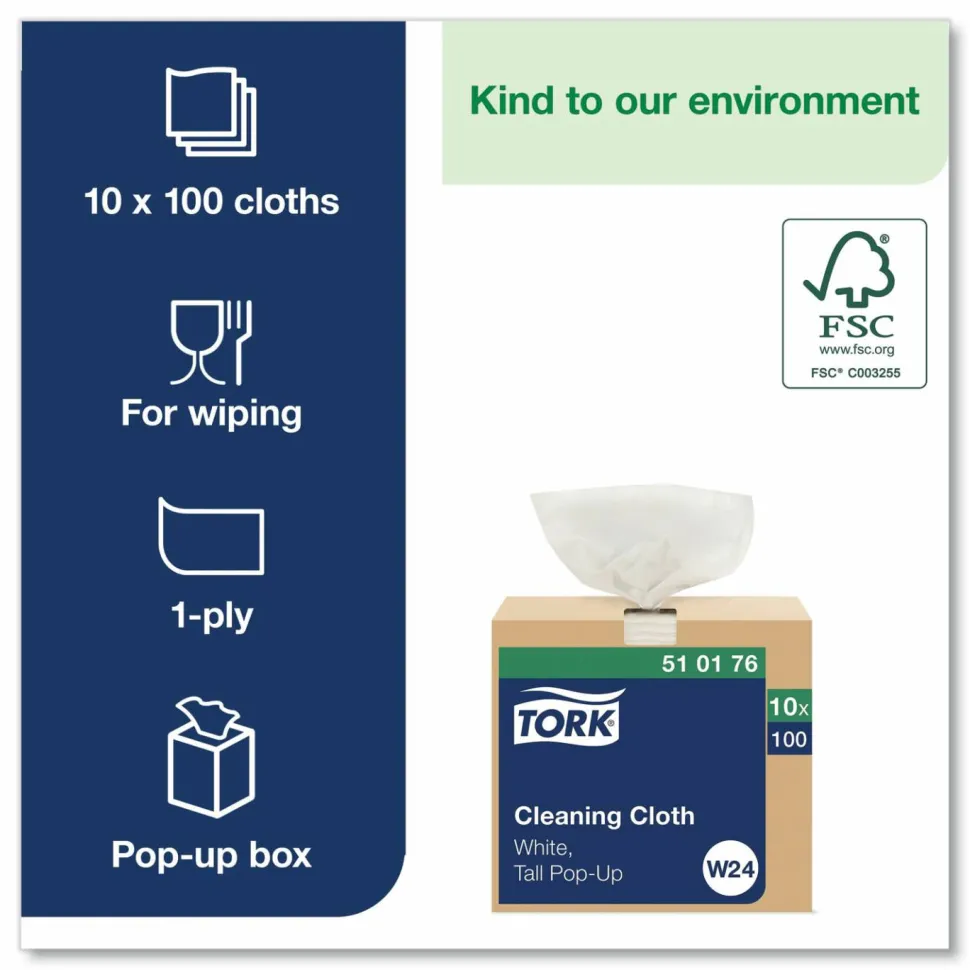 Tork Impact Lightweight Microfiber Cloths, 16 x 16, White, 240/Carton