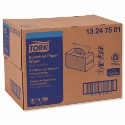 Tork Industrial Paper Wiper, 4-Ply, 12.8 x 16.5, Unscented, Blue, 180/Carton