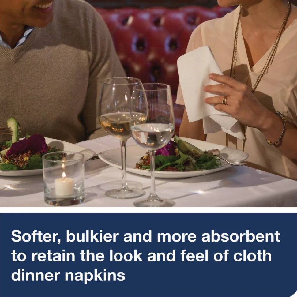 Tork LinStyle Dinner Napkin, 1-Ply, 15 x 16, White, 1,000/Carton