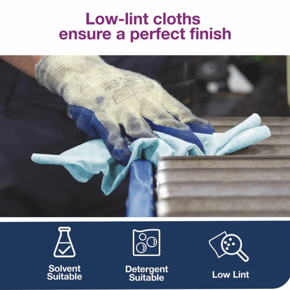 Tork Low-Lint Cleaning Cloths, 1-Ply, 15 x 15, Blue, 240 Sheets, 4 Boxes/Carton
