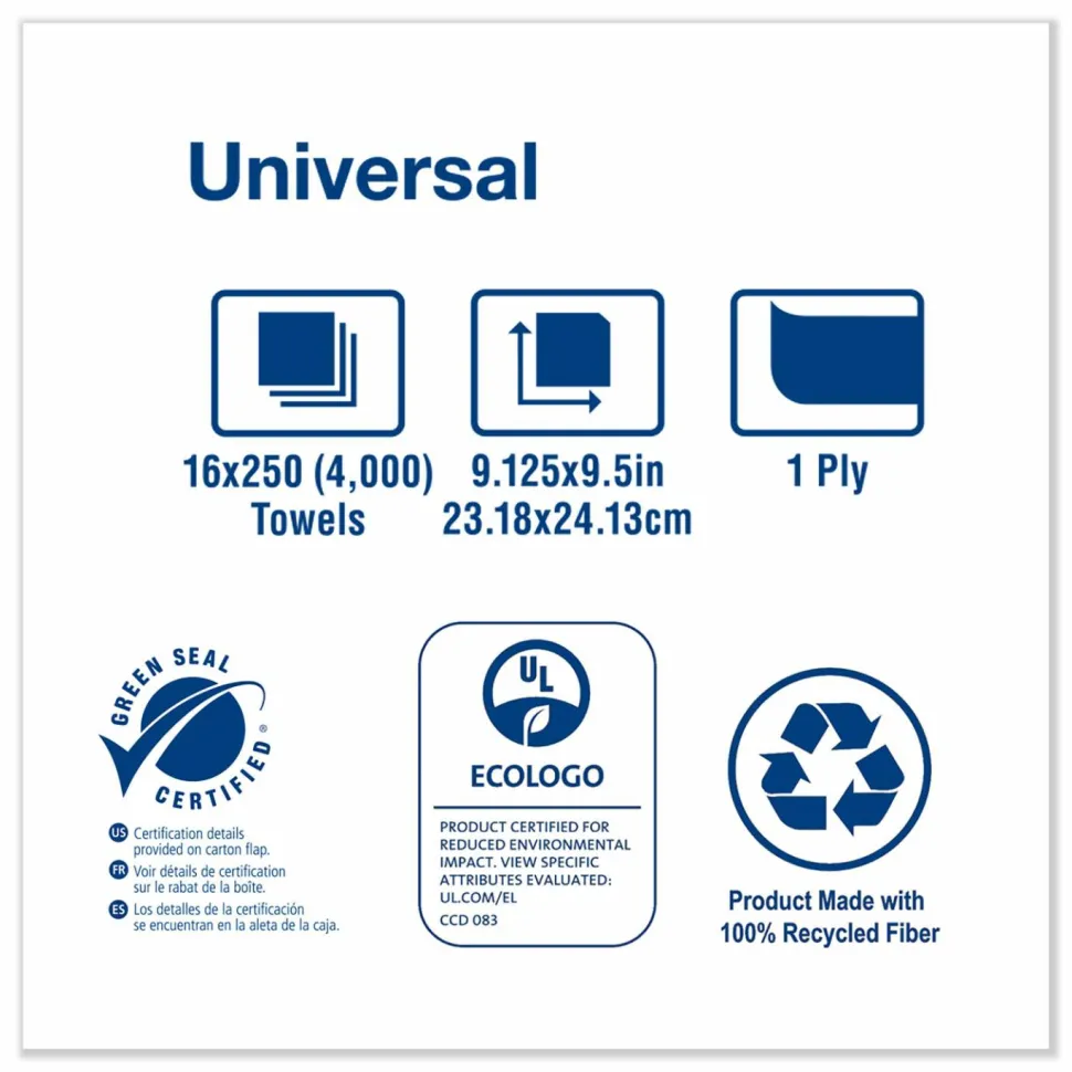 Tork Multifold Hand Towel, 1-Ply, 9.13 x 9.5, Natural, 250/Pack, 16 Packs/Carton