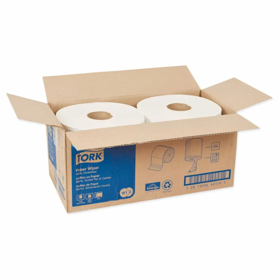 Tork Paper Wiper, Centerfeed, 2-Ply, 9 x 13, White, 800/Roll, 2 Rolls/Carton