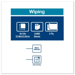Tork Paper Wiper, Centerfeed, 2-Ply, 9 x 13, White, 800/Roll, 2 Rolls/Carton