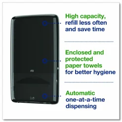 Tork PeakServe Automatic Continuous Paper Hand Towel Dispenser, 14.47 x 4.04 x 25.15, Black