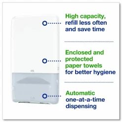 Tork PeakServe Automatic Continuous Paper Hand Towel Dispenser, 14.47 x 4.04 x 25.15, White