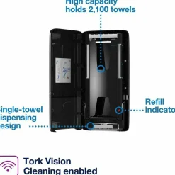 Tork PeakServe Continuous Hand Towel Dispenser, 14.57 x 3.98 x 28.74, Black
