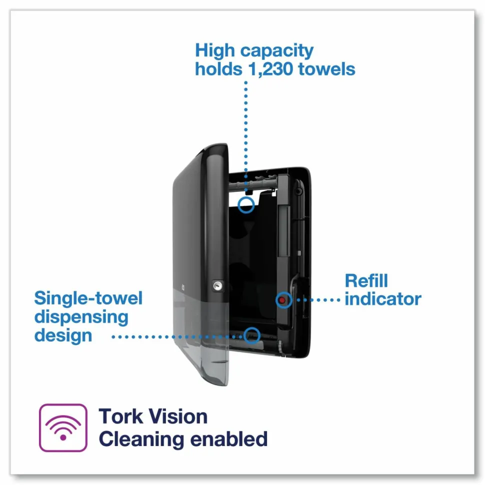 Tork PeakServe Continuous Hand Towel Dispenser, 14.44 x 3.97 x 19.3, Black