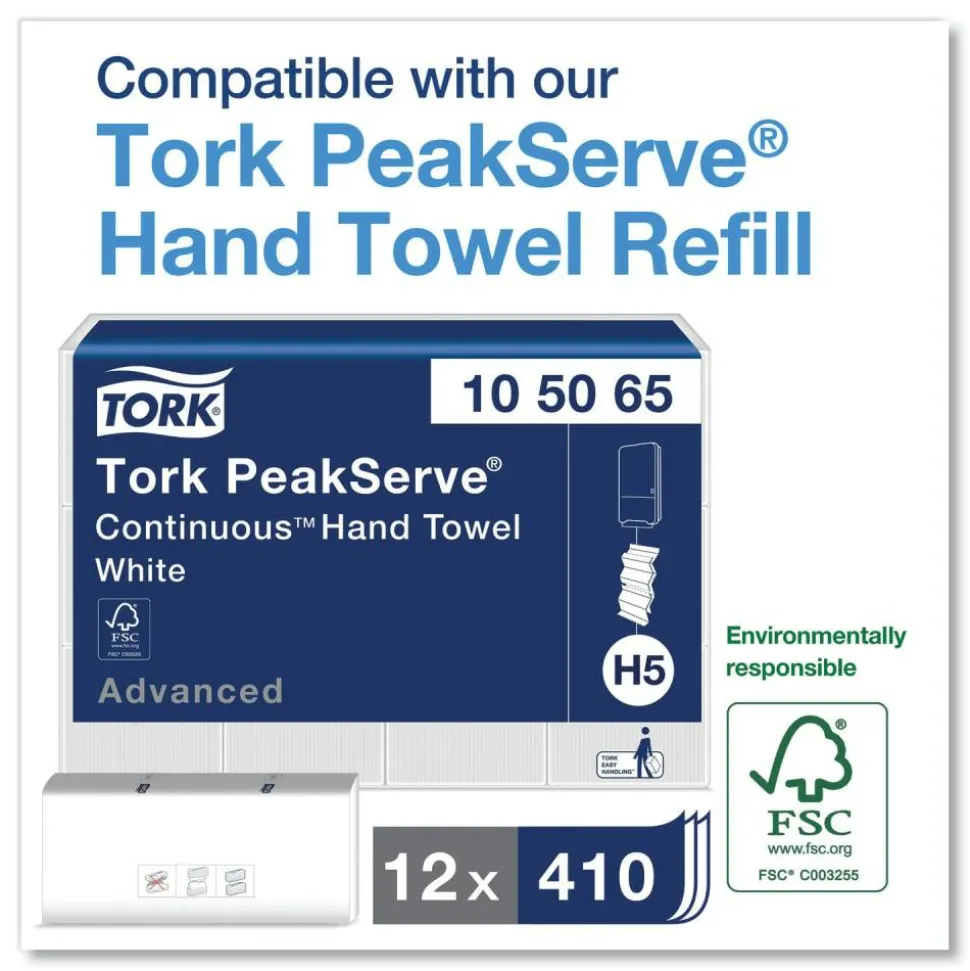 Tork PeakServe Continuous Hand Towel Dispenser, 14.57 x 3.98 x 28.74, White