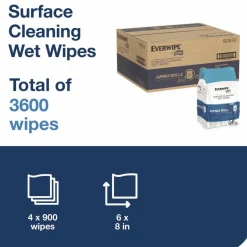 Tork Surface Cleaning Wet Wipe, 1-Ply, 6 x 6, Lemon, White, 900 Sheets, 4/Carton