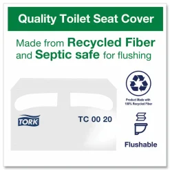 Tork Toilet Seat Cover, Half-Fold, 14.5 x 17, White, 250/Pack, 20 Packs/Carton