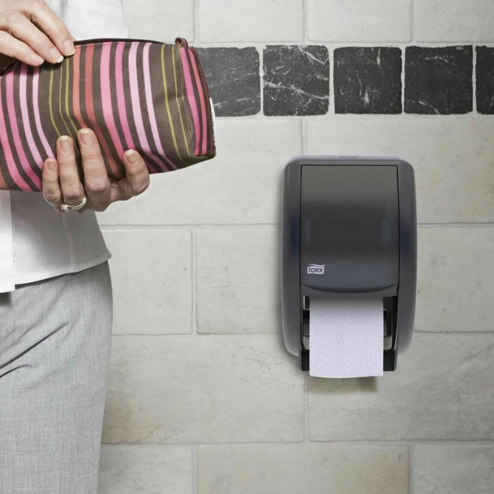 Tork Twin Standard Roll Bath Tissue Dispenser, 7.5 x 7 x 12.75, Smoke