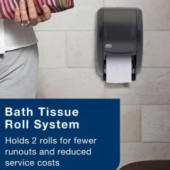 Tork Twin Standard Roll Bath Tissue Dispenser, 7.5 x 7 x 12.75, Smoke