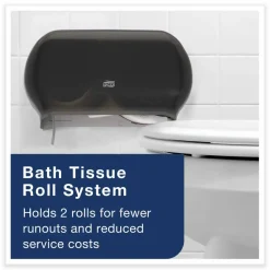 Tork Twin Standard Roll Bath Tissue Dispenser,12.75 x 5.57 x 8.25, Smoke