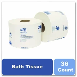 Tork Universal Bath Tissue Roll with OptiCore, Septic Safe, 2-Ply, White, 865 Sheets/Roll, 36 Rolls/Carton