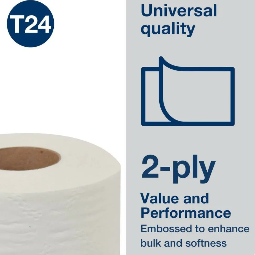 Tork Universal Bath Tissue, Septic Safe, 2-Ply, White, 500 Sheets/Roll, 96 Rolls/Carton