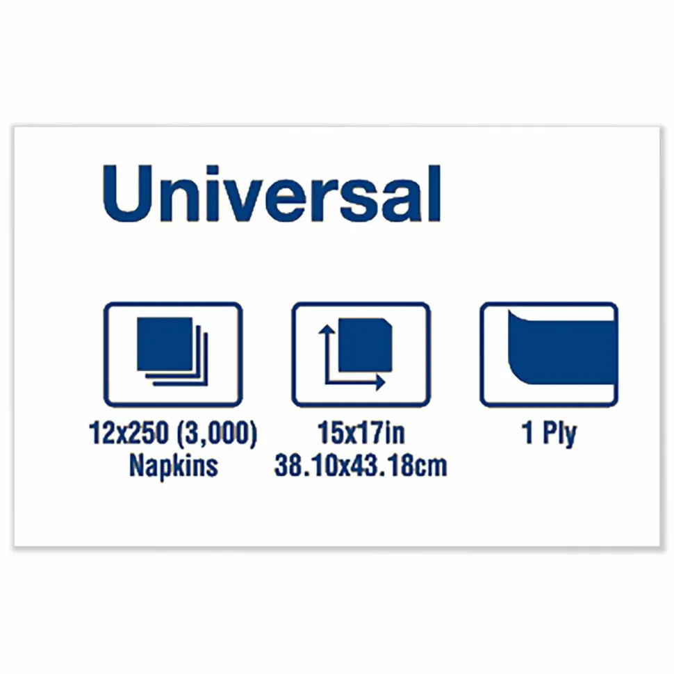 Tork Universal Dinner Napkins, 1-Ply, 15 x 17, 1/8 Fold, White, 3000/Carton