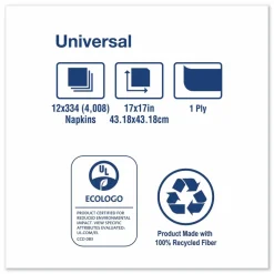 Tork Universal Dinner Napkins, 1-Ply, 17 x 17, 1/4 Fold, White, 4008/Carton