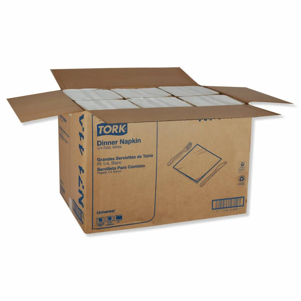 Tork Universal Dinner Napkins, 1-Ply, 17 x 17, 1/4 Fold, White, 4008/Carton