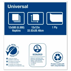 Tork Universal Masterfold Dispenser Napkins, 1-Ply, 13 x 12, Natural, 6,000/Carton