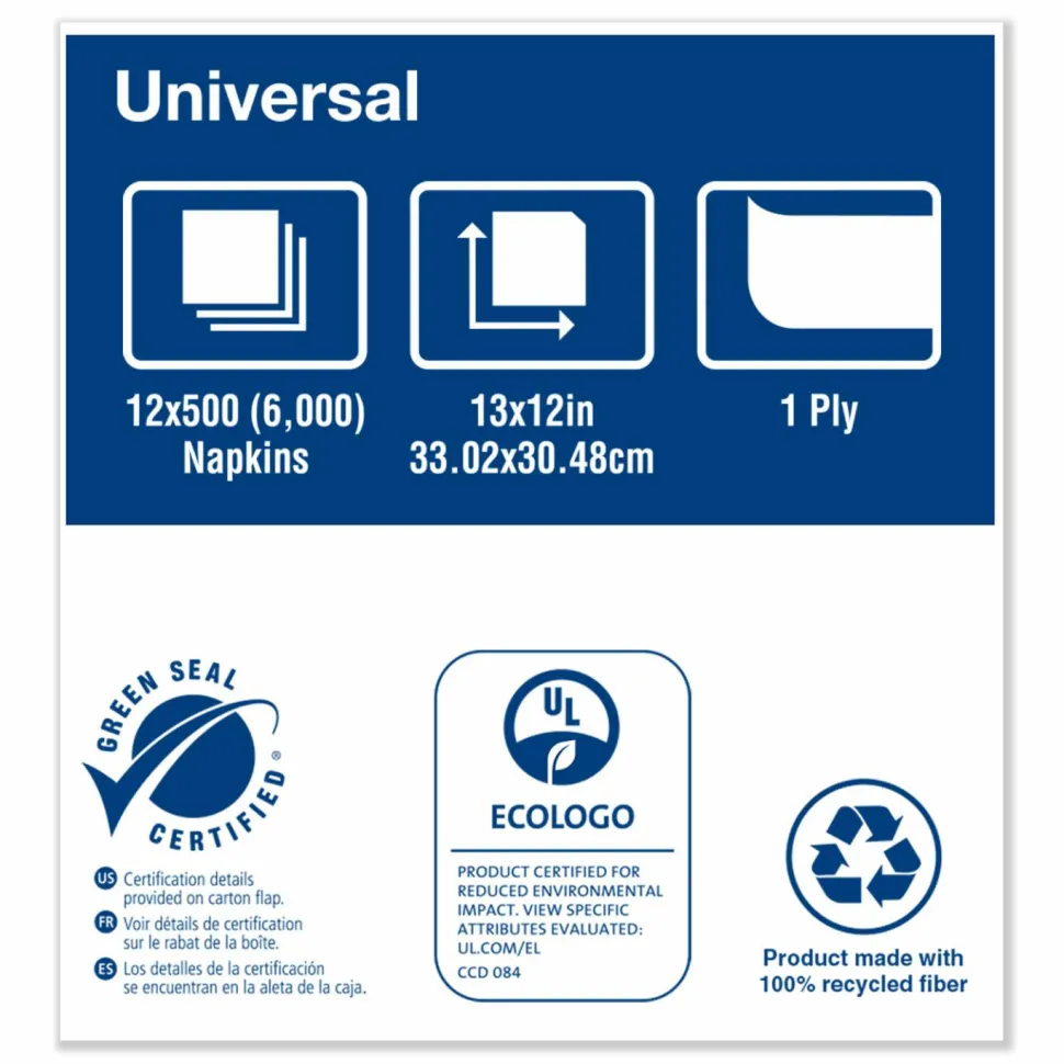 Tork Universal Masterfold Dispenser Napkins, 1-Ply, 13 x 12, Natural, 6,000/Carton