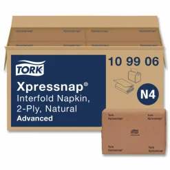 Tork Xpressnap Interfold Dispenser Napkins, 2-Ply, 6.5 x 8.5, Natural, 500/Pack, 12 Packs/Carton