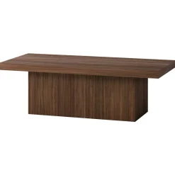 Torren 48" Wide Rectangular Fluted Coffee Table in Satin Walnut