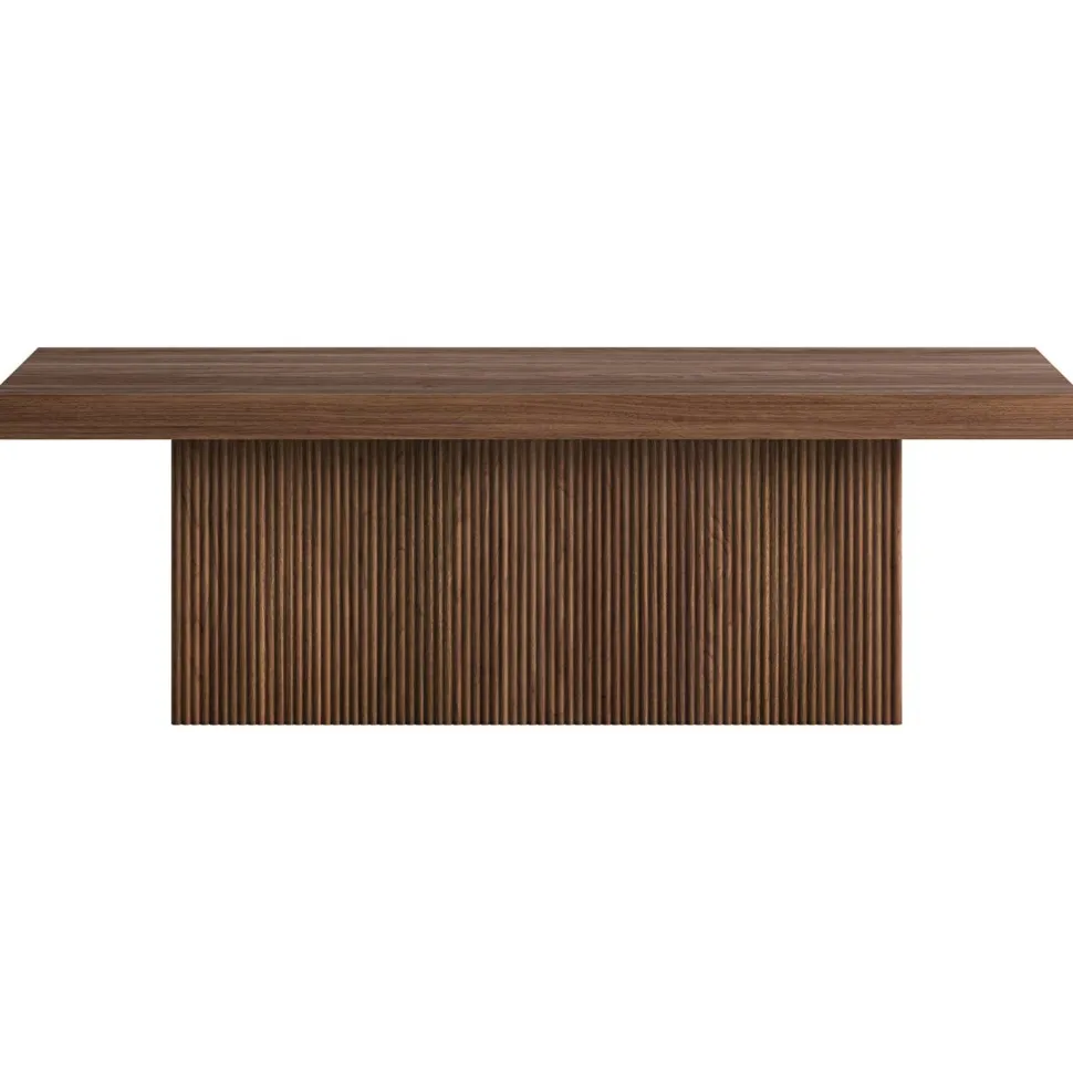 Torren 48" Wide Rectangular Fluted Coffee Table in Satin Walnut