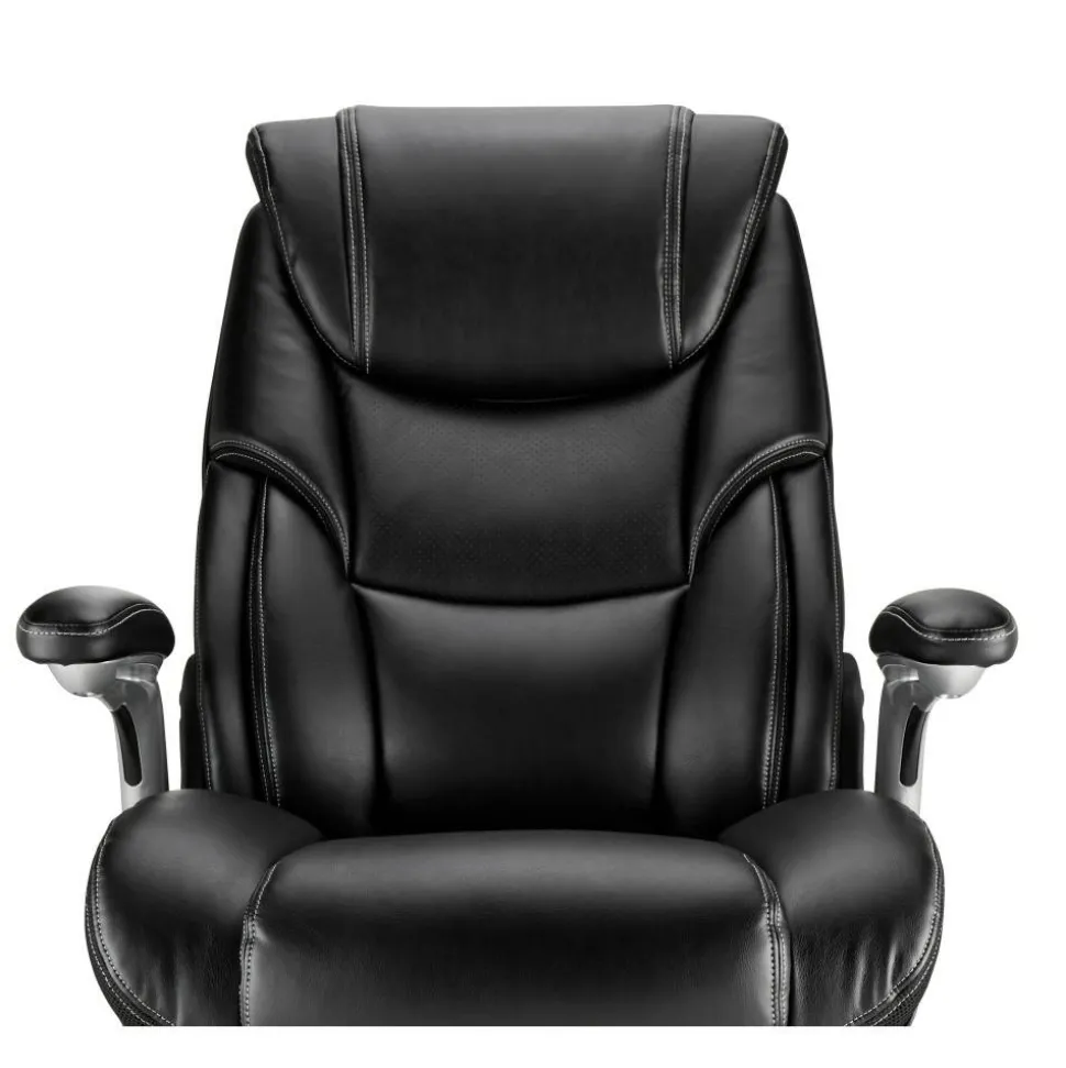Torval Big & Tall Bonded Leather High-Back Computer Office Chair, Black/Silver, BIFMA Compliant