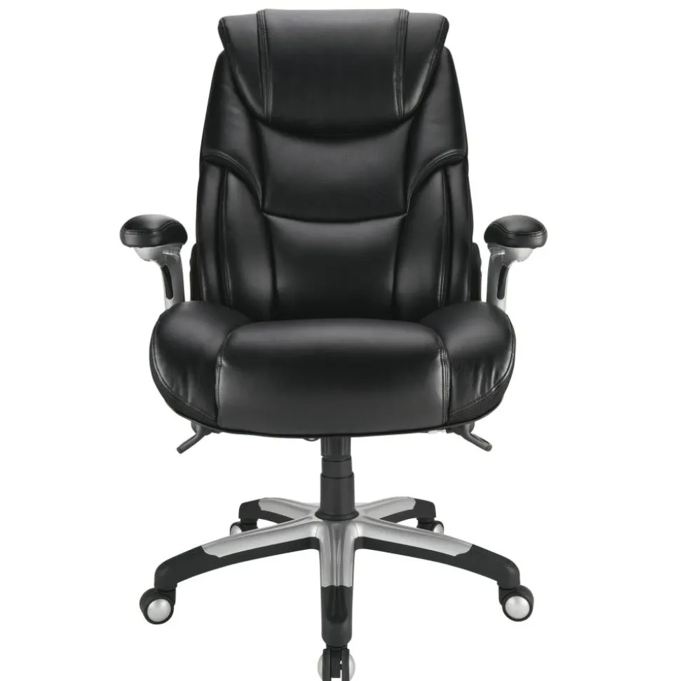 Torval Big & Tall Bonded Leather High-Back Computer Office Chair, Black/Silver, BIFMA Compliant