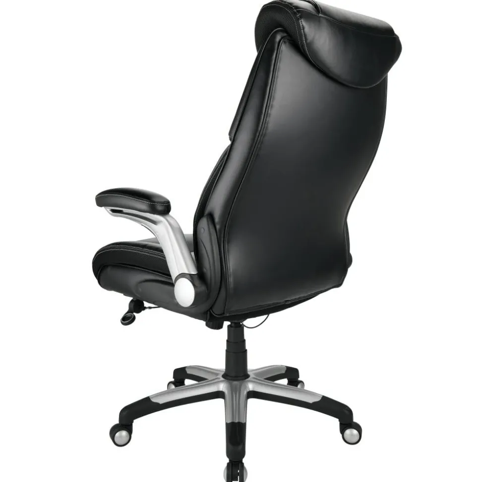 Torval Big & Tall Bonded Leather High-Back Computer Office Chair, Black/Silver, BIFMA Compliant
