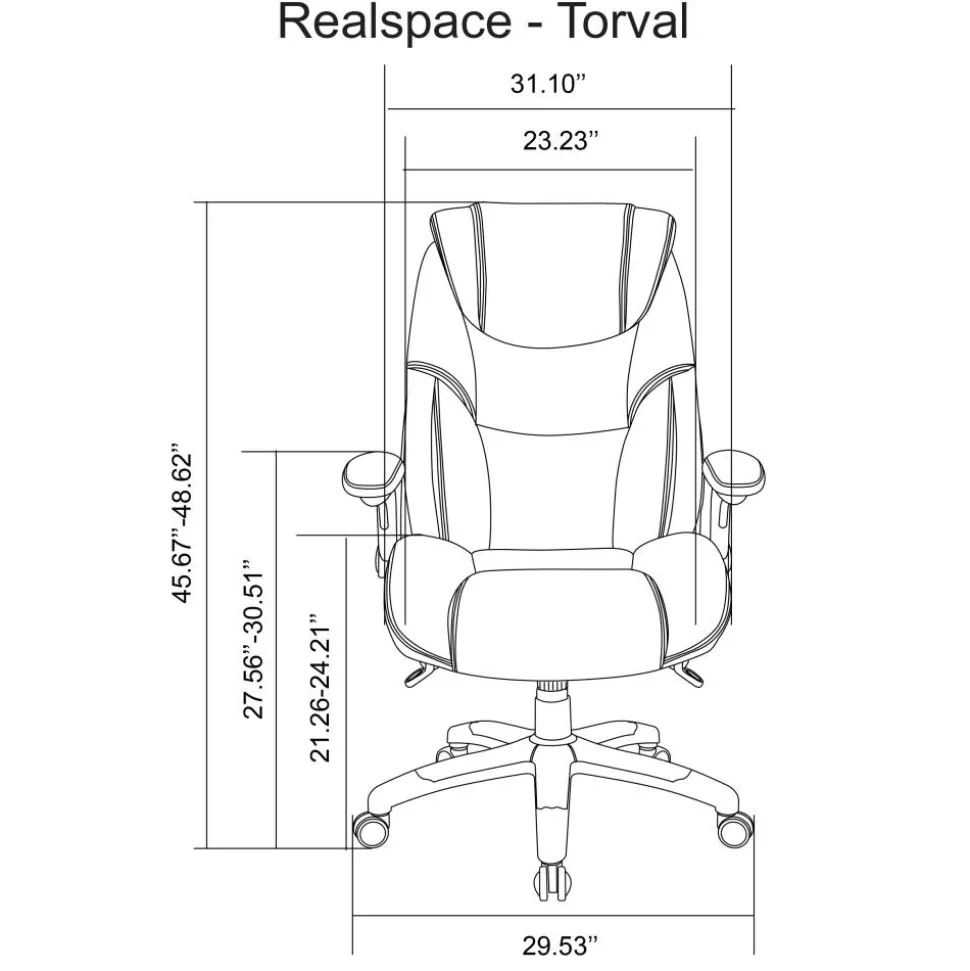 Torval Big & Tall Bonded Leather High-Back Computer Office Chair, Black/Silver, BIFMA Compliant