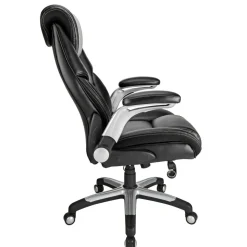 Torval Big & Tall Bonded Leather High-Back Computer Office Chair, Black/Silver, BIFMA Compliant