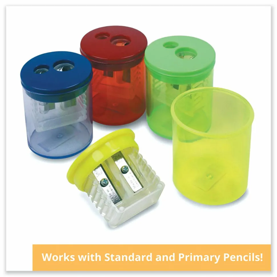 TPG Creations Eisen Pencil Sharpeners, Two-Hole, 1.5 x 1.75, Assorted Colors, 12/Pack
