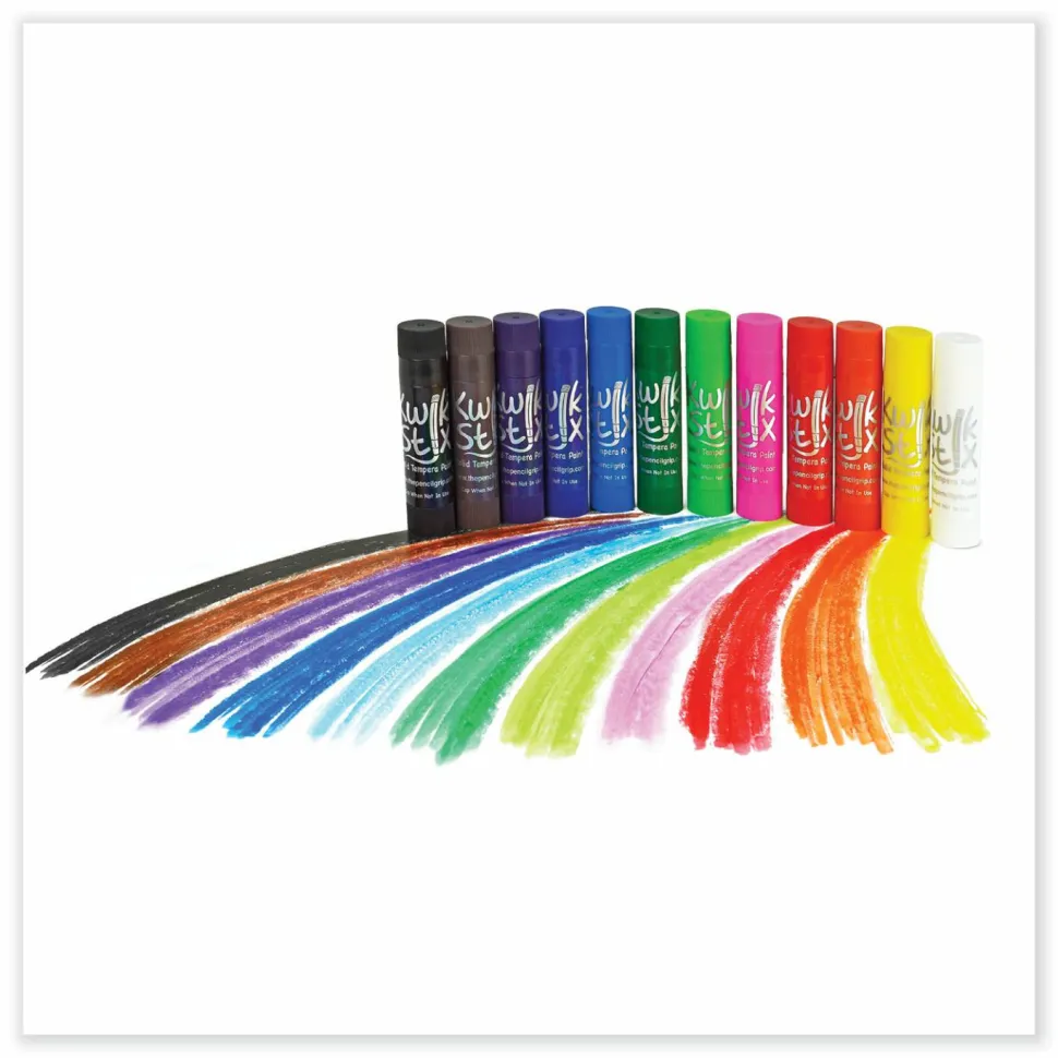 TPG Creations Kwik Stix Tempera Paint Sticks, Regular Size, 0.7" x 3.5", 12 Assorted Colors, 12/Pack