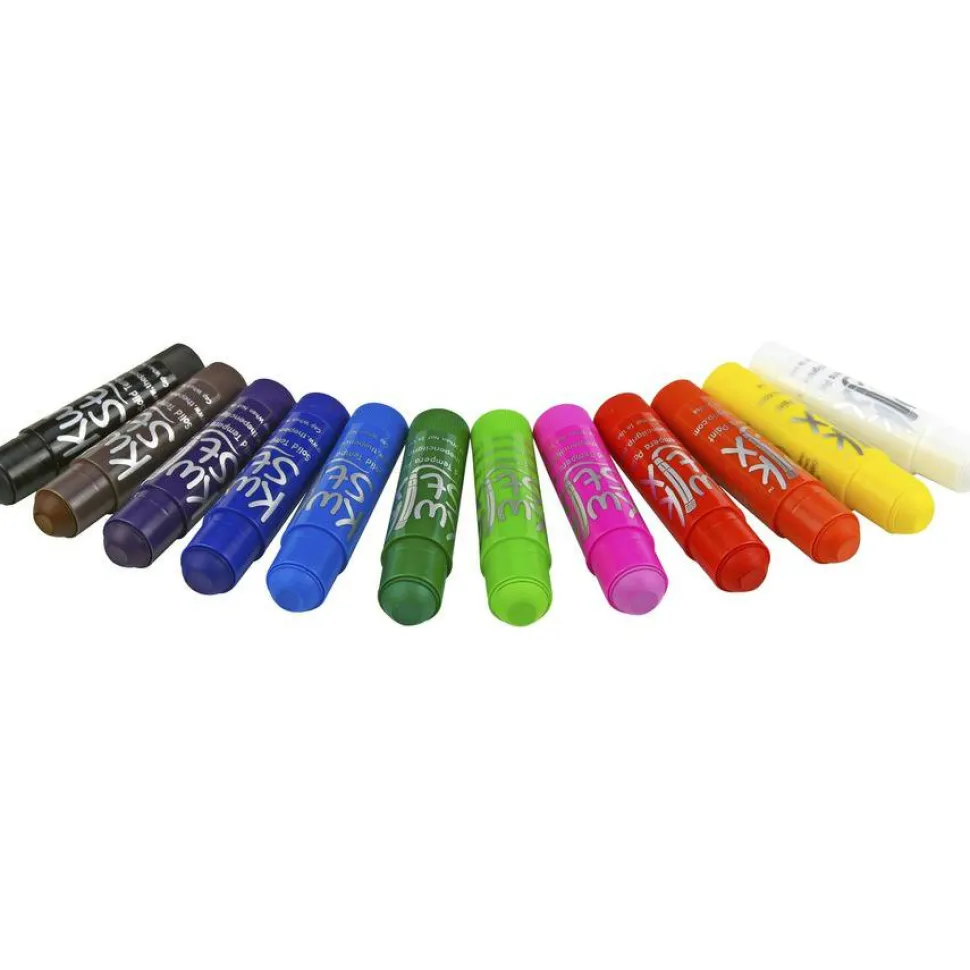 TPG Creations Kwik Stix Tempera Paint Sticks, Regular Size, 0.7" x 3.5", 12 Assorted Colors, 12/Pack