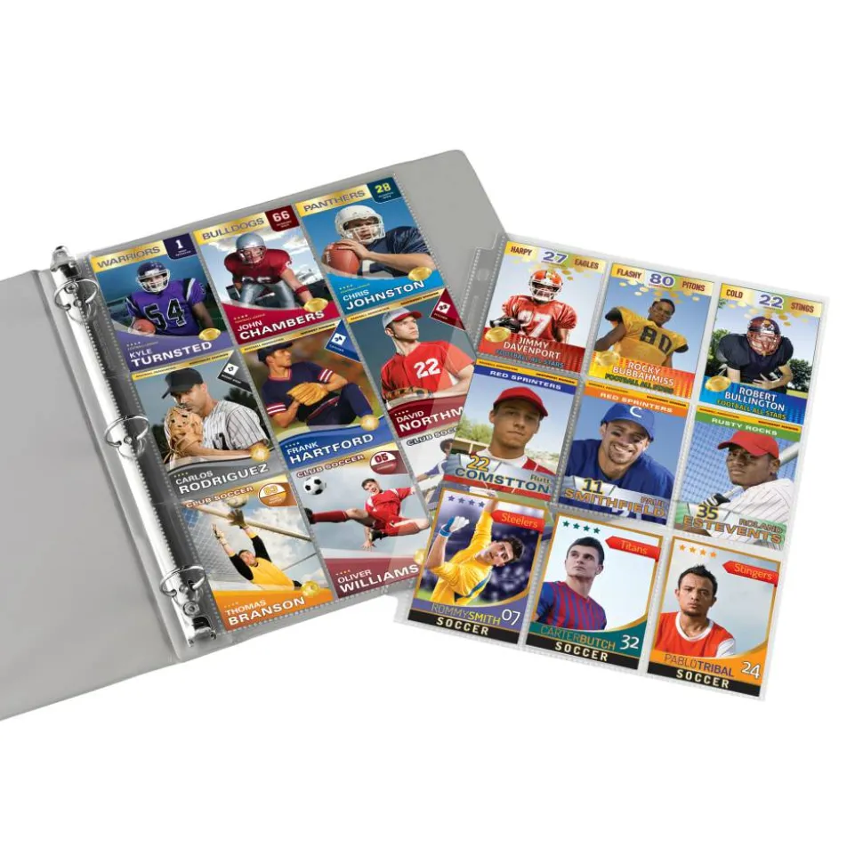 Trading Card Binder Pages, 8-1/2" x 11", Clear, Pack Of 10
