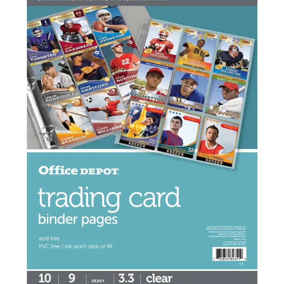 Trading Card Binder Pages, 8-1/2" x 11", Clear, Pack Of 10