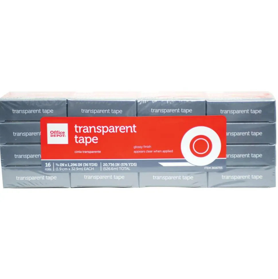 Transparent Tape Refills, 3/4" x 1,296, Clear, Pack Of 16