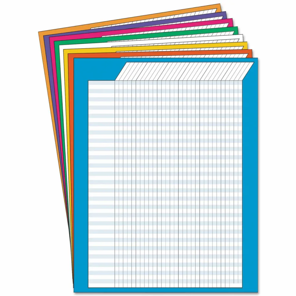 Trend Vertical Incentive Charts, Assorted Colors, Pack Of 8