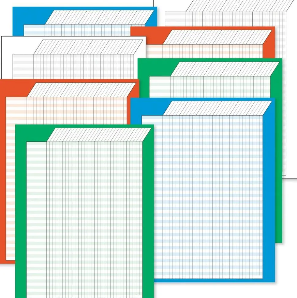 Trend Vertical Incentive Charts, Assorted Colors, Pack Of 8