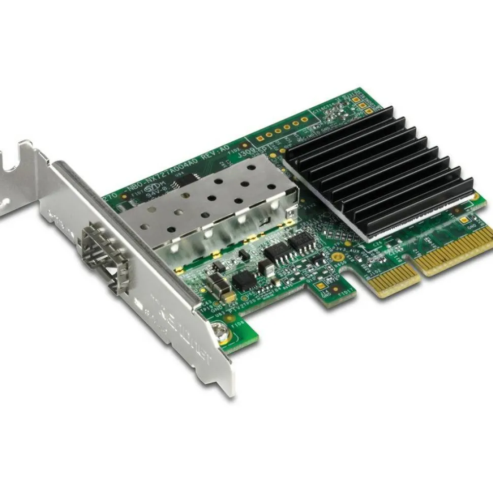 TRENDnet 10 Gigabit PCIe SFP+ Network Adapter, Convert A PCIe Slot Into A 10G SFP+ Slot, Supports 802.1Q, Standard & Low-Profile Brackets Included, Compatible With Windows & Linux, Black, TEG-10GECSFP
