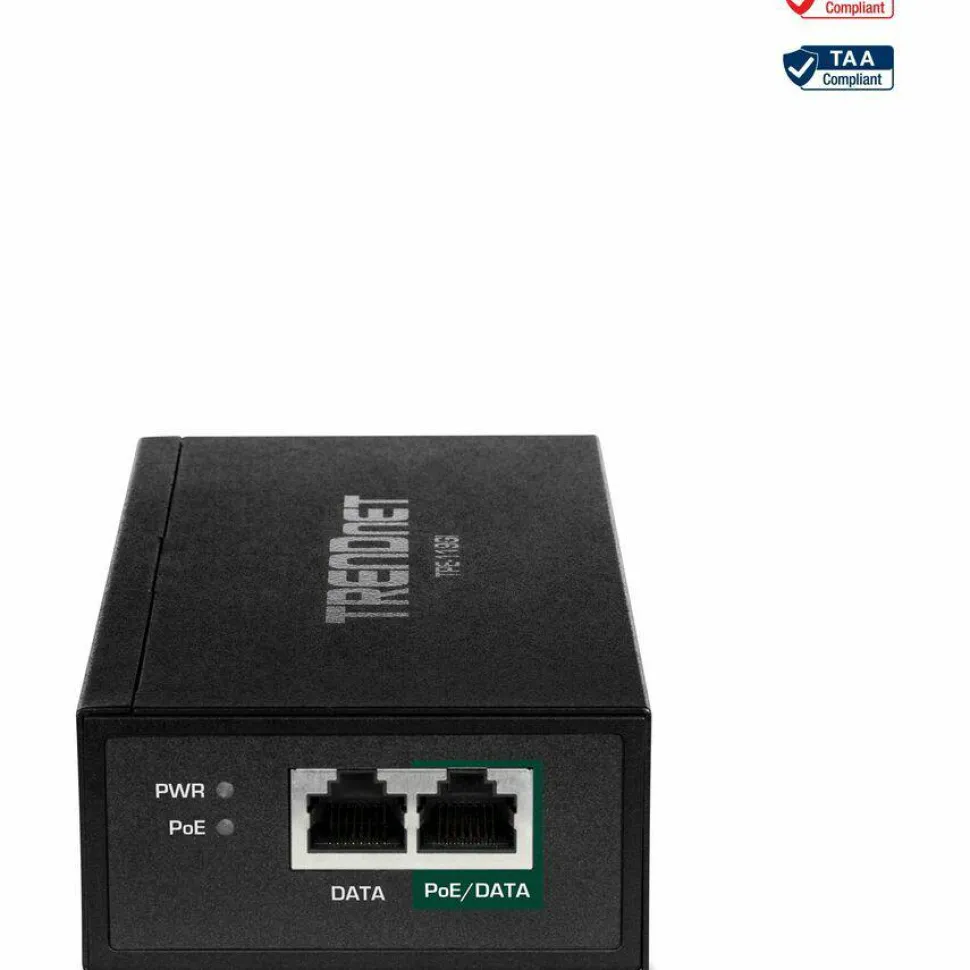 TRENDnet Gigabit PoE++ Injector, Convert A Non-PoE Port to A PoE++ Gigabit Port, PoE (15.4W), PoE+ (30W), Or PoE++ (95W), Up to 100m (328 ft), Integrated Power Supply, Black, TPE-119GI