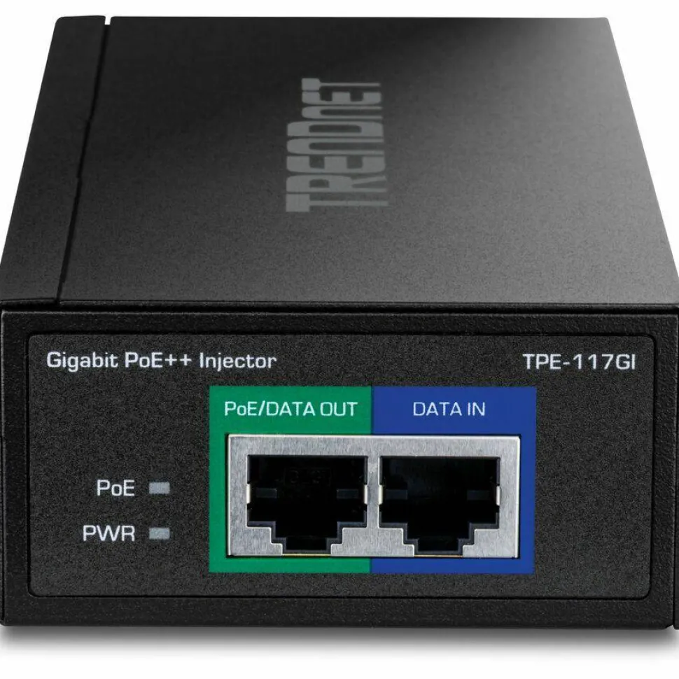 TRENDnet Gigabit PoE++ Injector, Supplies PoE (15.4W), PoE+ (30W), or PoE++ (60W), Network A PoE Device Up To 100m(328 ft), Supports IEEE 802.3af,802.at, Plug & Play, Black, TPE-117GI
