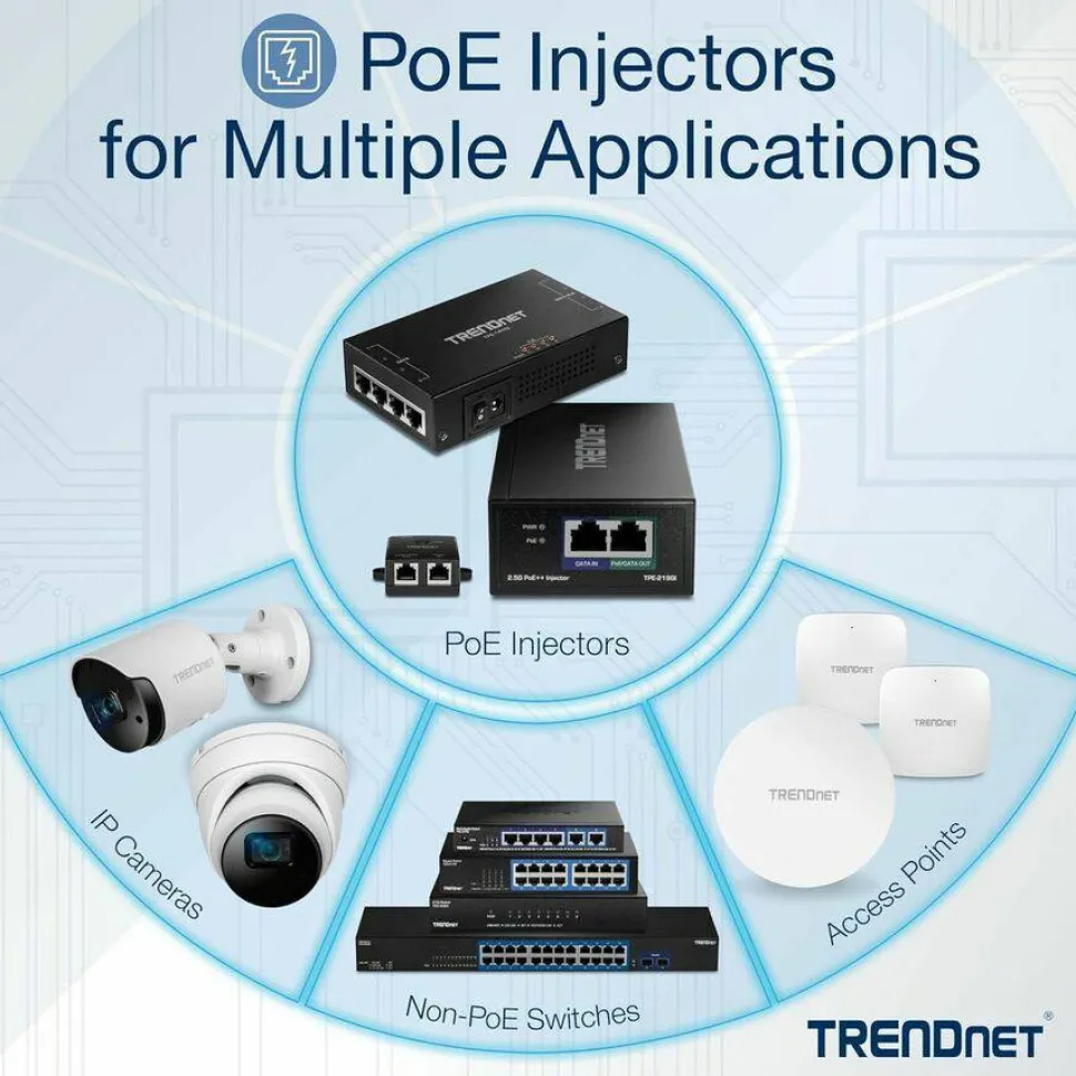 TRENDnet Gigabit PoE Splitter, 1 x Gigabit PoE Input Port, 1 x Gigabit Output Port, Up to 100m (328 ft), Supports 5V, 9V, 12V Devices, 802.3af PoE Compatible, PoE Powered, Black, TPE-104GS