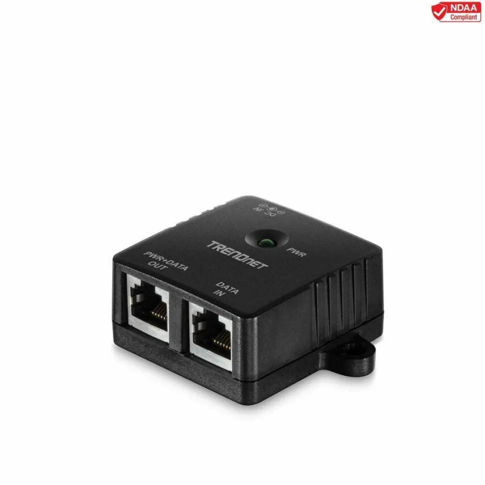 TRENDnet Gigabit Power Over Ethernet Injector, Full Duplex Gigabit Speeds, 1 x Gigabit Ethernet Port, 1 x PoE Gigabit Ethernet Port, Network Devices Up To 100M (328 ft), 15.4W, Black, TPE-113GI