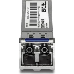 TRENDnet SFP to RJ45 Industrial Single-Mode LC Module (10km); TI-MGBS10; 1000Base-LX Industrial SFP; Compliant with IEEE 802.3z Gigabit Ethernet; Data Rates of up to 1.25Gbps; Lifetime Protection